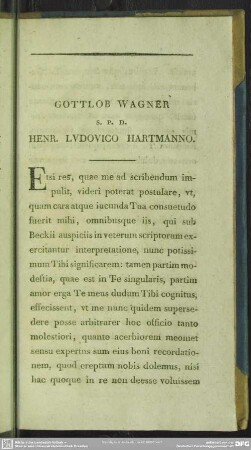 Gottlob Wagner S. P. D. Henr. Ludovico Hartmanno