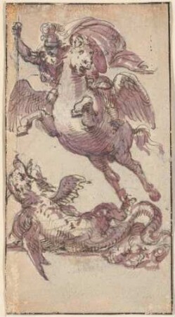 Der heilige Georg gegen den Drachen kämpfend