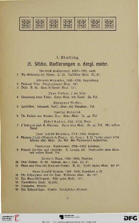 A. Stiche, Radierungen u. dergl. mehr. (Nr. 1-184)