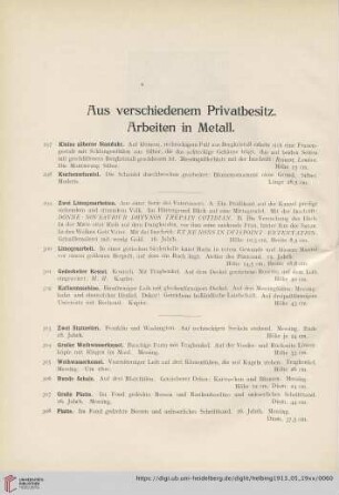 Aus verschiedenem Privatbesitz. Arbeiten in Metall (Nr. 297-324)