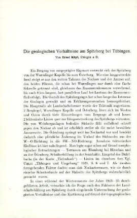 Die geologischen Verhältnisse am Spitzberg bei Tübingen