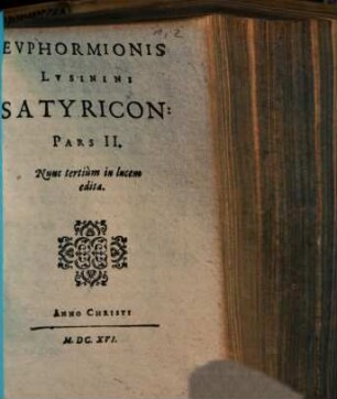 Evphormionis Lvsinini Satyricon, 2