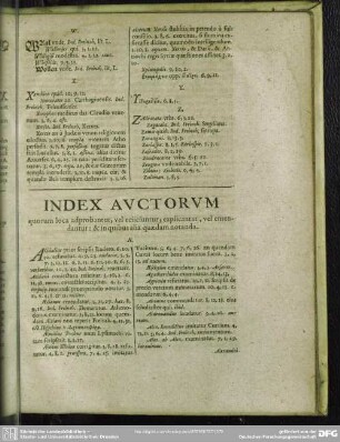 Index Auctorum quorum loca adprobantur, vel reiiciuntur explicantur, vel emendantur: & in quibus alia quaedam notanda