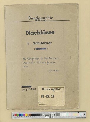 Reichswehrministerium - Referat T 1 A 3 "Innere militärische Lage, politische Fragen" bzw. Gruppe T 1 III "Innen- und militärpolitische Angelegenheiten": Bd. 1