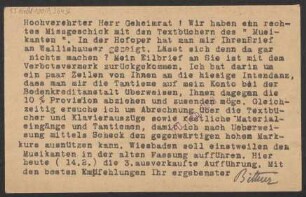 Brief an Ludwig Strecker  an B. Schott's Söhne : 14.02.1919