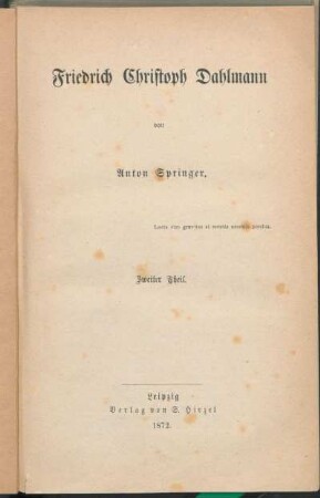 Zweiter Theil: Friedrich Christoph Dahlmann