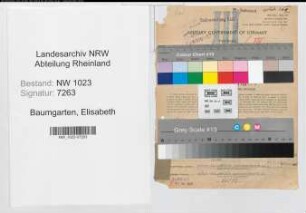 Entnazifizierung Elisabeth Baumgarten , geb. 06.03.1893 (Lehrerin)