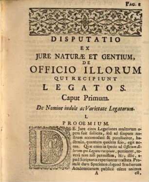 Disp. ... de officio illorum, qui respiciunt legatos