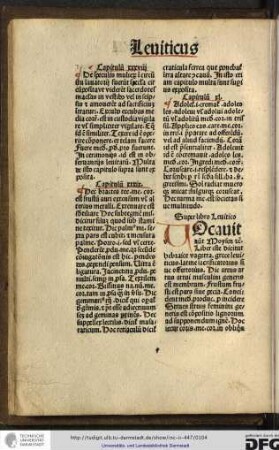 Vocavit autem Moysen etc. Liber iste dicitur hebraice vagetra, grece Leviticus...