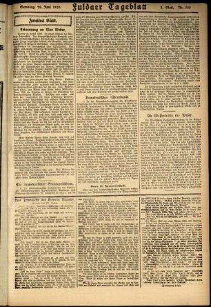 Zweite Ausgabe vom Samstag, den 26. Juni 1920.