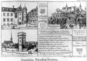 Bürgerturm, Roter Turm (Turm, Stadtbefestigungsturm); Bensheim, Obergasse 25A, Obergasse 27