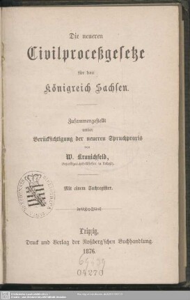 Die neueren Civilproceßgesetze für das Königreich Sachsen : mit einem Sachregister