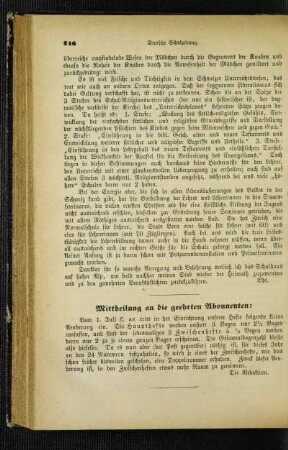 Mittheilung an die geehrten Abonnenten
