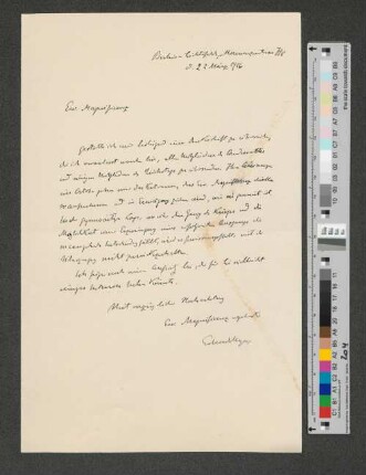 Brief an Werner von Melle