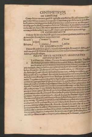 Mauri Servii Honorati Grammatici Centimetrum