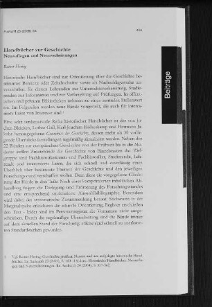 Handbücher zur Geschichte : Neuauflagen und Neuerscheinungen