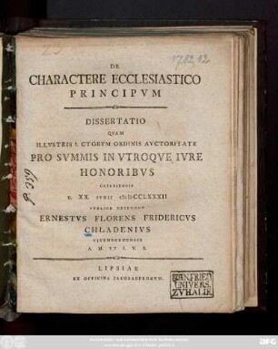 De Charactere Ecclesiastico Principvm : Dissertatio
