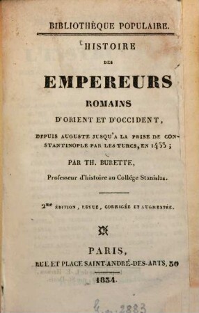 Histoire des empereurs romains d'Orient et d'Occident