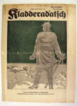 Satirezeitschrift "Kladderadatsch" zu den Friedensverhandlungen in Brest-Litowst (Titelkarikatur)