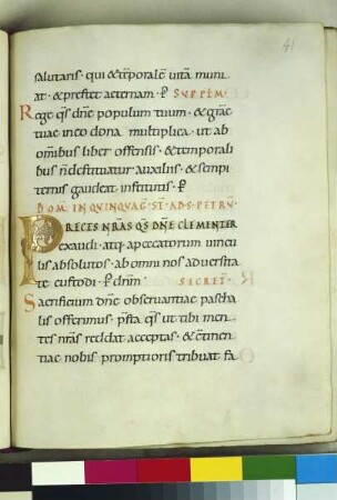 Guntbald-Sakramentar — Schriftseite mit Initiale, Folio fol. 41r
