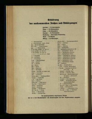 Erklärung der vorkommenden Zeichen und Abkürzungen