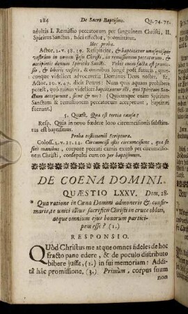 De Coena Domini = Vom Heil. Abendmahl Jesu Christi