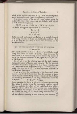 II. On the equations of motion of rotation.