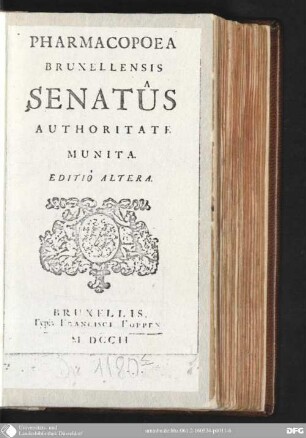 Pharmacopoea Bruxellensis : Senatus authoritate munita