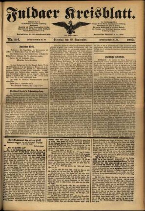 Ausgabe vom Dienstag, den 19. September 1905.