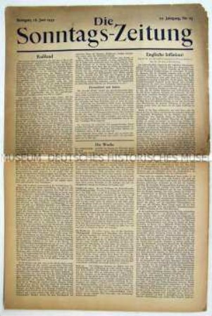 Wirtschaftspolitisches Wochenblatt "Die Sonntags-Zeitung"
