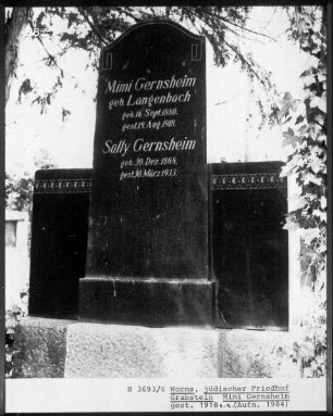 Grabstein von Mimi Gernsheim (geborene Langebach) (gestorben 1918.08.19)