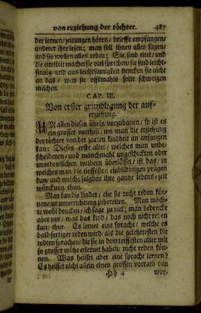 Cap. III. Von erster grundlegung der auferziehung.