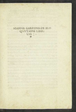 Ioannis Garzonis De Elo||qvvtione Libel-||lvs