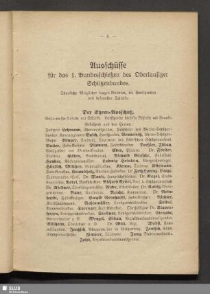 Ausschüsse für das 1. Bundesschießen des Oberlausitzer Schützenbundes