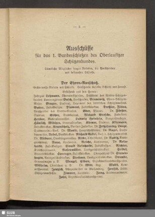 Ausschüsse für das 1. Bundesschießen des Oberlausitzer Schützenbundes