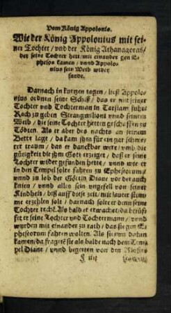 Wie der König Appolonius mit seiner Tochter ... gen Ephesos kamen ...