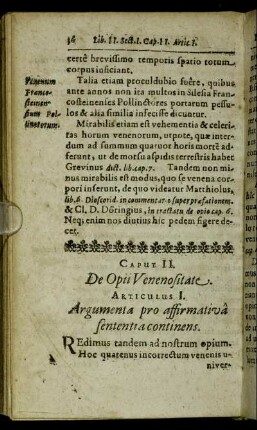 Caput II. De Opii Venenositate.