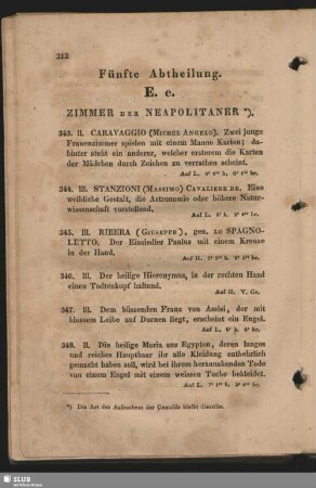 Fünfte Abtheilung. E. e. Zimmer der Neapolitaner