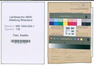 Entnazifizierung Kaethe Fietz , geb. 12.01.1877 (Witwe)