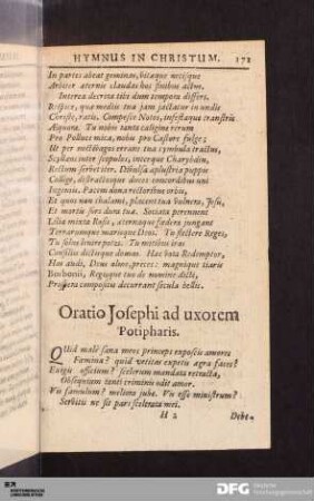 Oratio Josephi ad uxorem Potipharis.