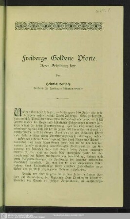 Freibergs Goldene Pforte : deren Erhaltung betr.