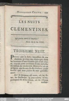 Les Nuits Clémentines. Troisieme Nuit.
