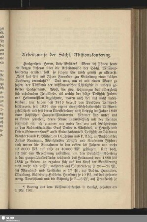 Arbeitsweise der Sächs. Missionskonferenz