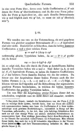 §. 64. Negative Determinanten. Positive Formen Reduoirte Formen. Jede Form ist einer reducirten Form äquivalent.