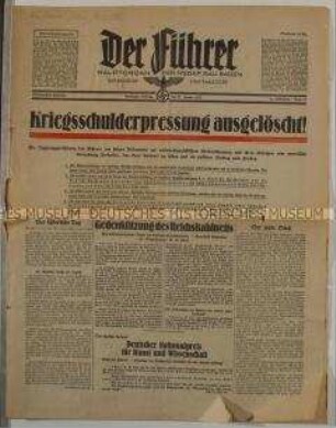 Wochenzeitung "Der Führer" u.a. mit der Regierungserklärung Hitlers vom 30.01.1937