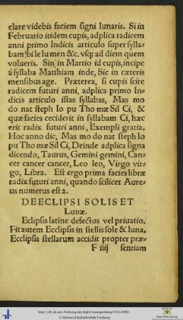 De Eclipsi Solis Et Lunæ
