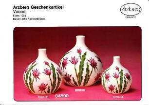 Produktblatt "Arzberg Geschenkartikel / Vasen / Form: 1300" mit Dekor "Kakteenblüten"