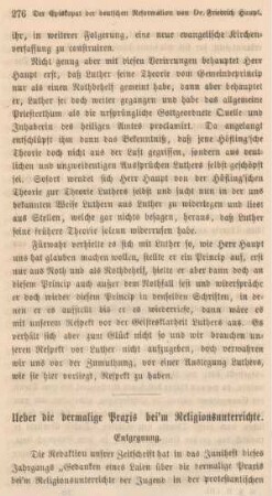 276-287 Ueber die dermalige Praxis beim Religionsunterrichte