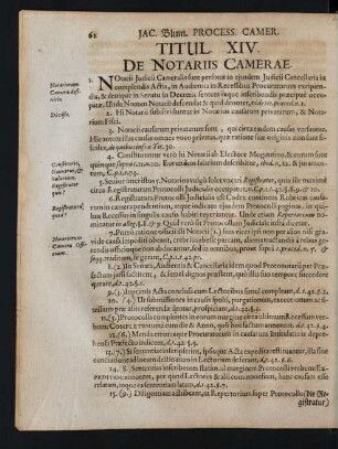 Titul. XIV. De Notariis Camerae.