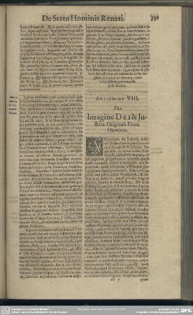 [Locus VIII.] De Imagine Dei & Iustitia Originali Primi Hominis